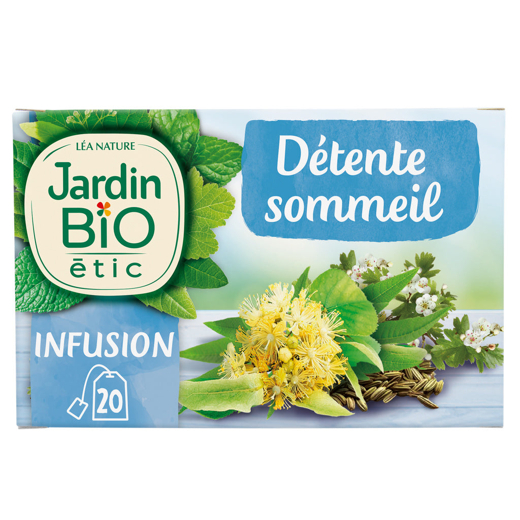 JARDIN BIO Organic Relaxation Tea - Linden Verbena & Hawthorn (20 Bags)
