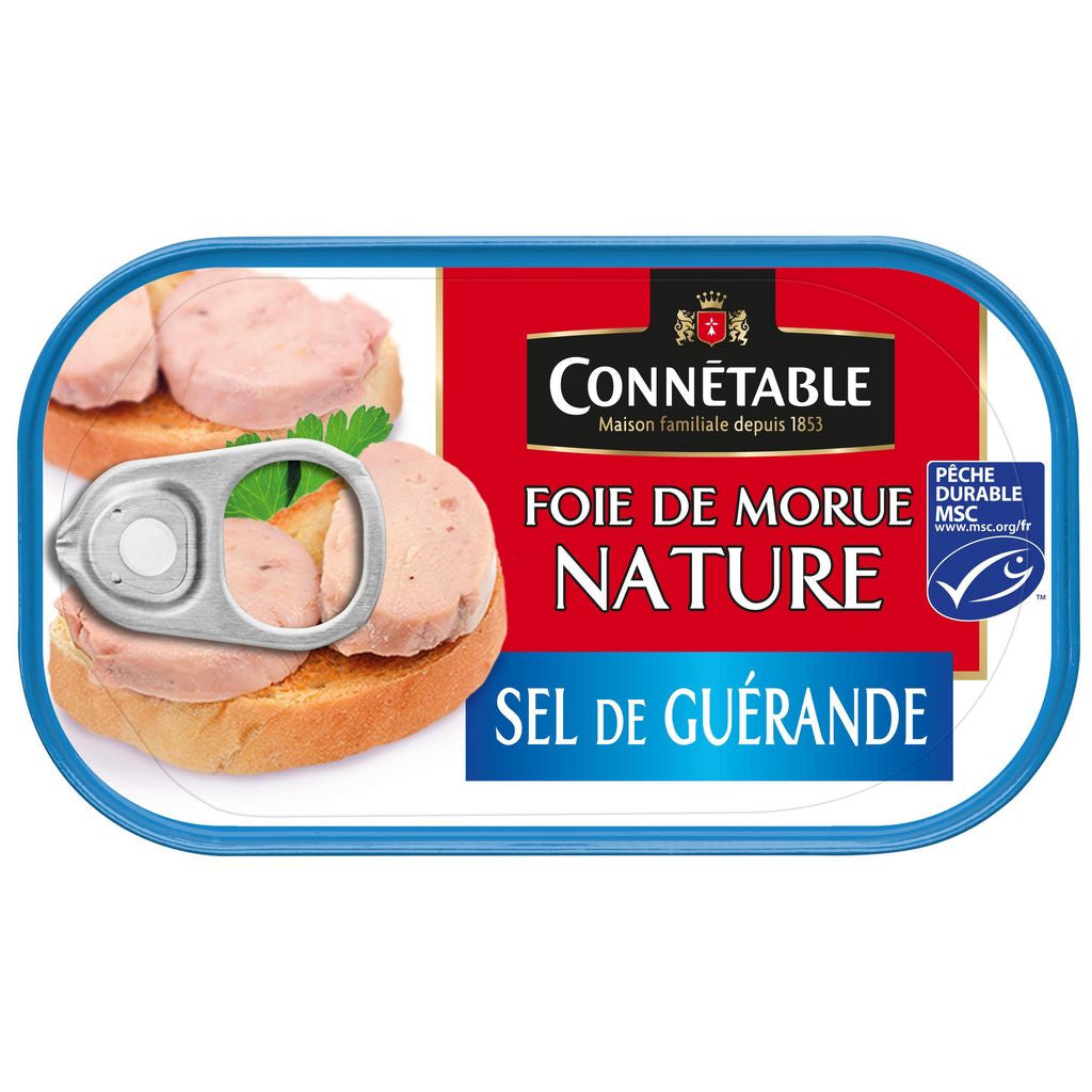 CONNETABLE Foie de morue MSC nature au sel de Guérande 121g