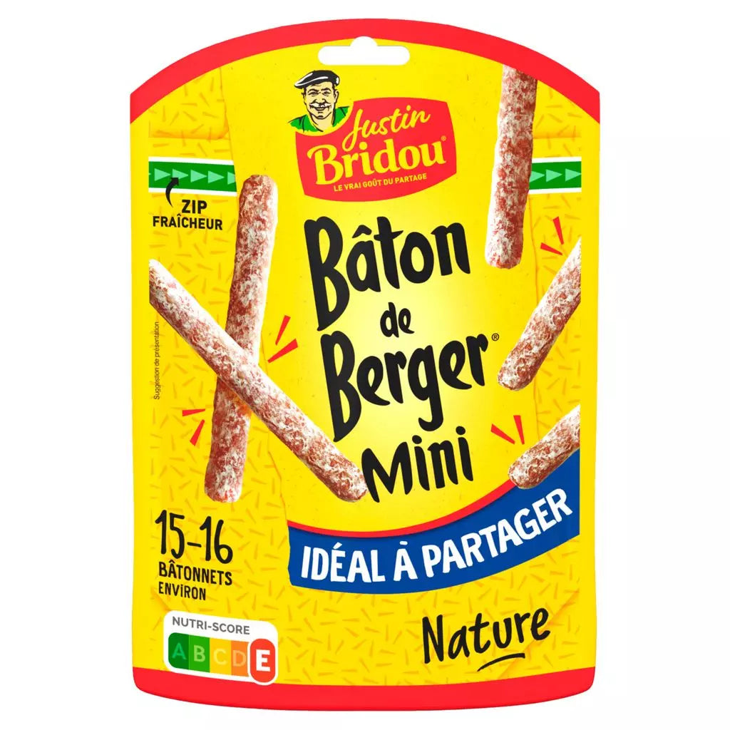 Justin Bridou Mini bâton de berger nature 160g 15/16 pièces