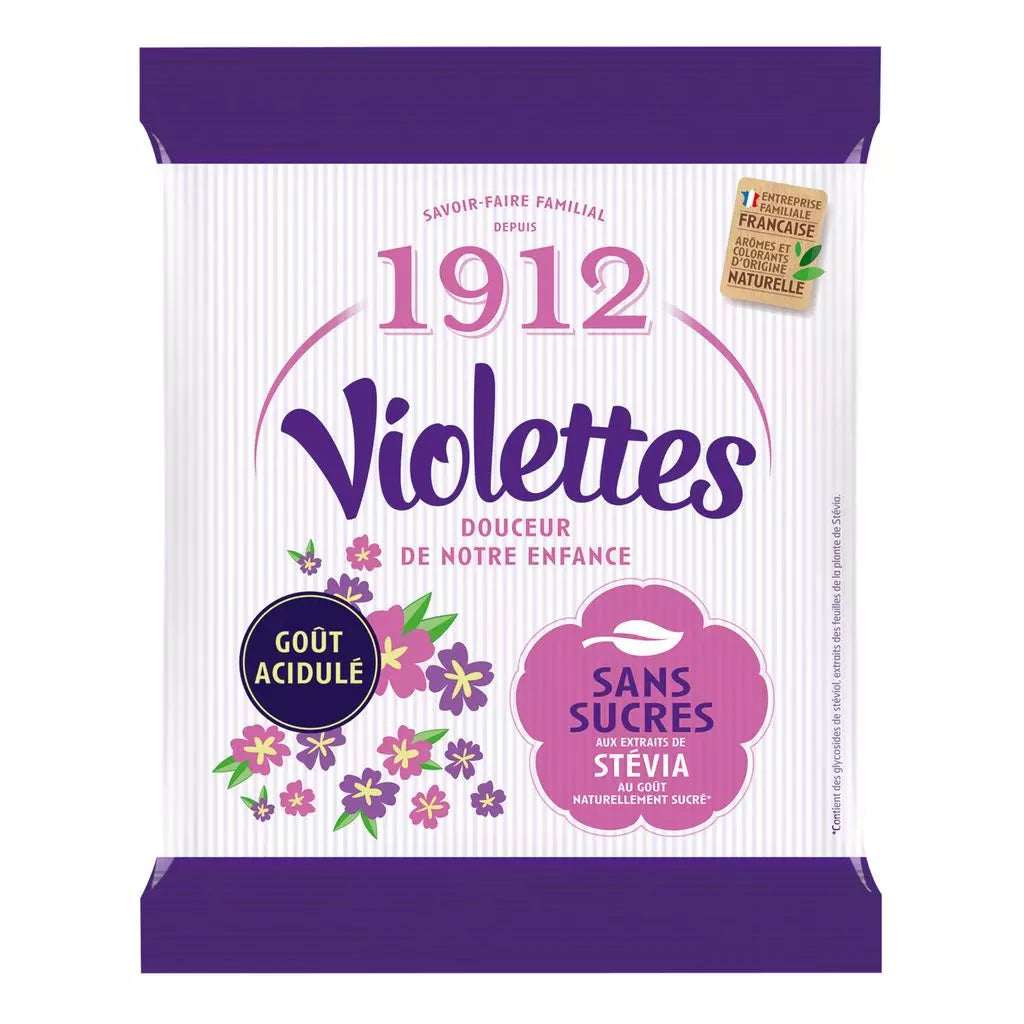 VERQUIN Sugar-Free Violet Candies with Stevia 100g