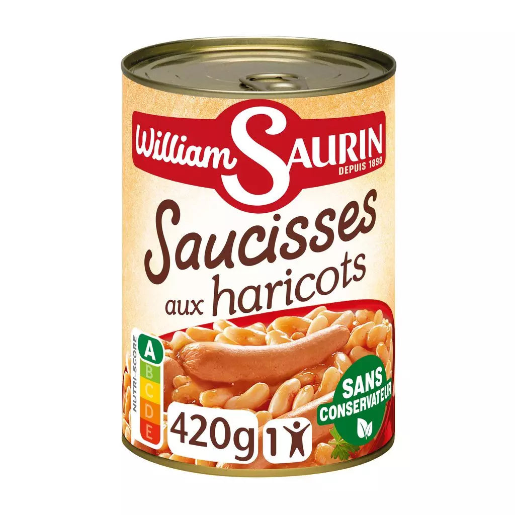 WILLIAM SAURIN Sausages with Beans 420g