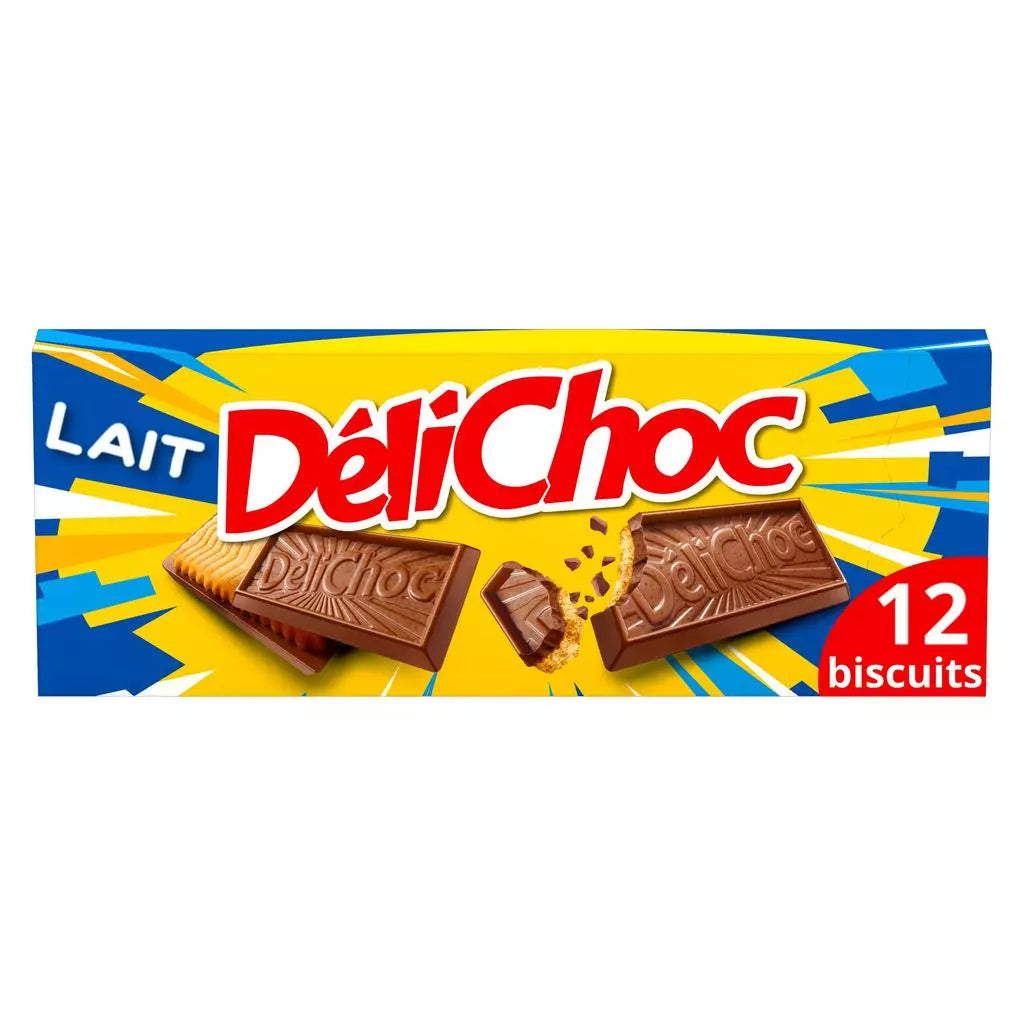 DELICHOC Biscuits sablés nappés de chocolat au lait croustillant 150g