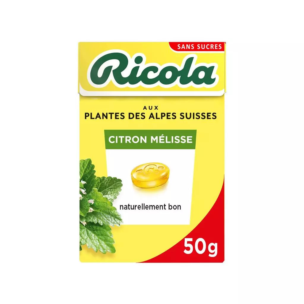 RICOLA Swiss Sugar-Free Herbal Candies – Lemon Balm Flavor 50g