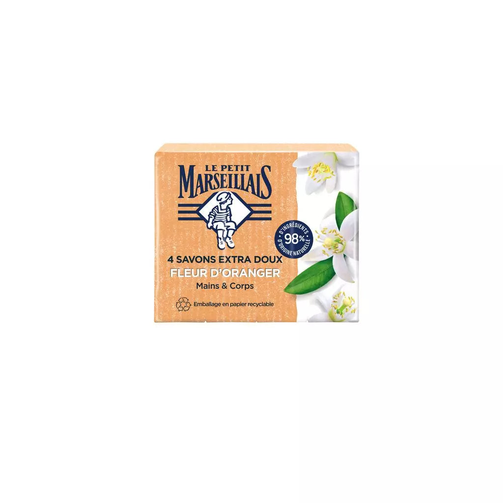 LE PETIT MARSEILLAIS Extra gentle orange blossom soap hands and body 4x100g
