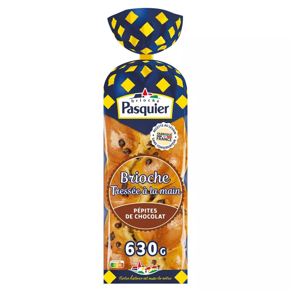 PASQUIER Braided Brioche with Chocolate Chips 630g