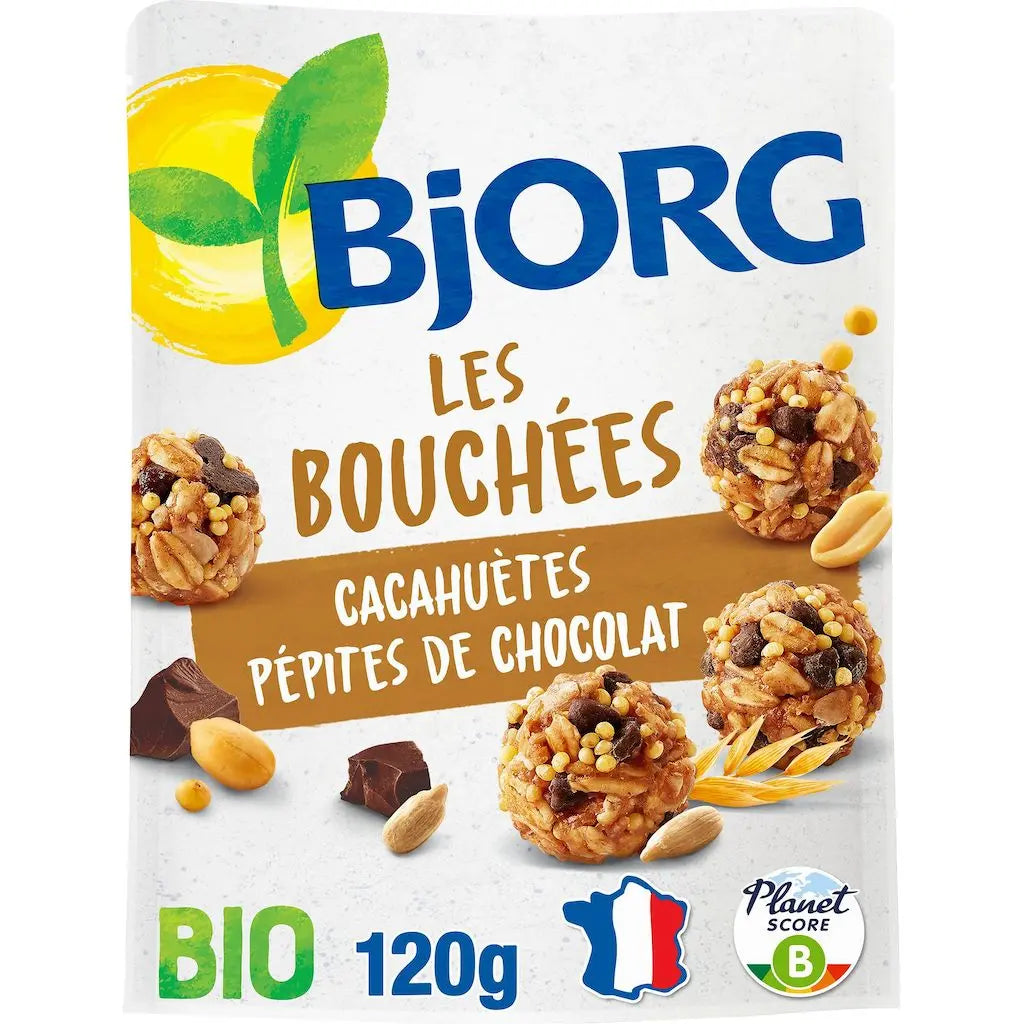 BJORG Getreide-Häppchen mit Schokostückchen und Erdnüssen 120g