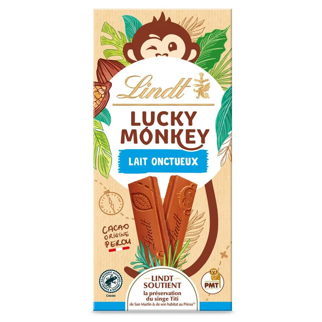 LINDT Lucky Monkey Creamy Milk Chocolate Bar 100g