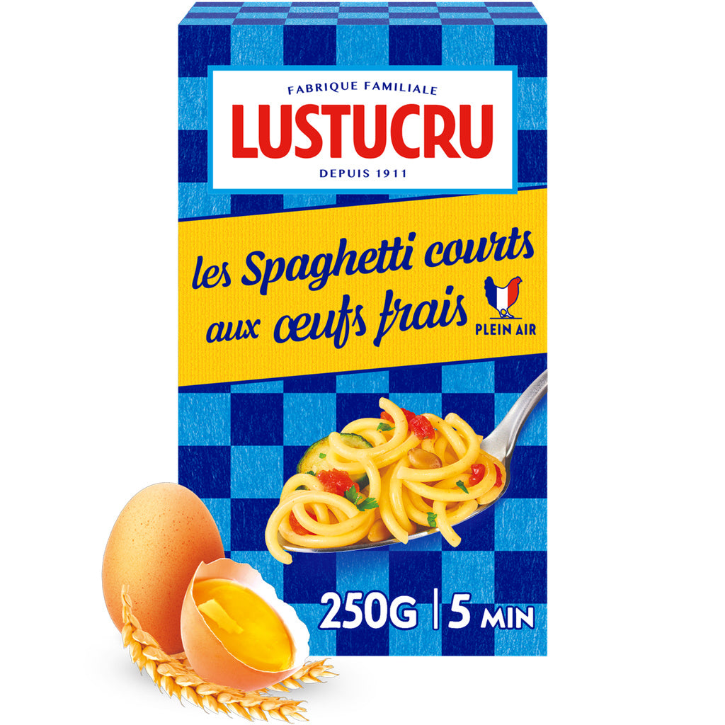 LUSTUCRU Pâtes spaghetti courts aux œufs frais 250g