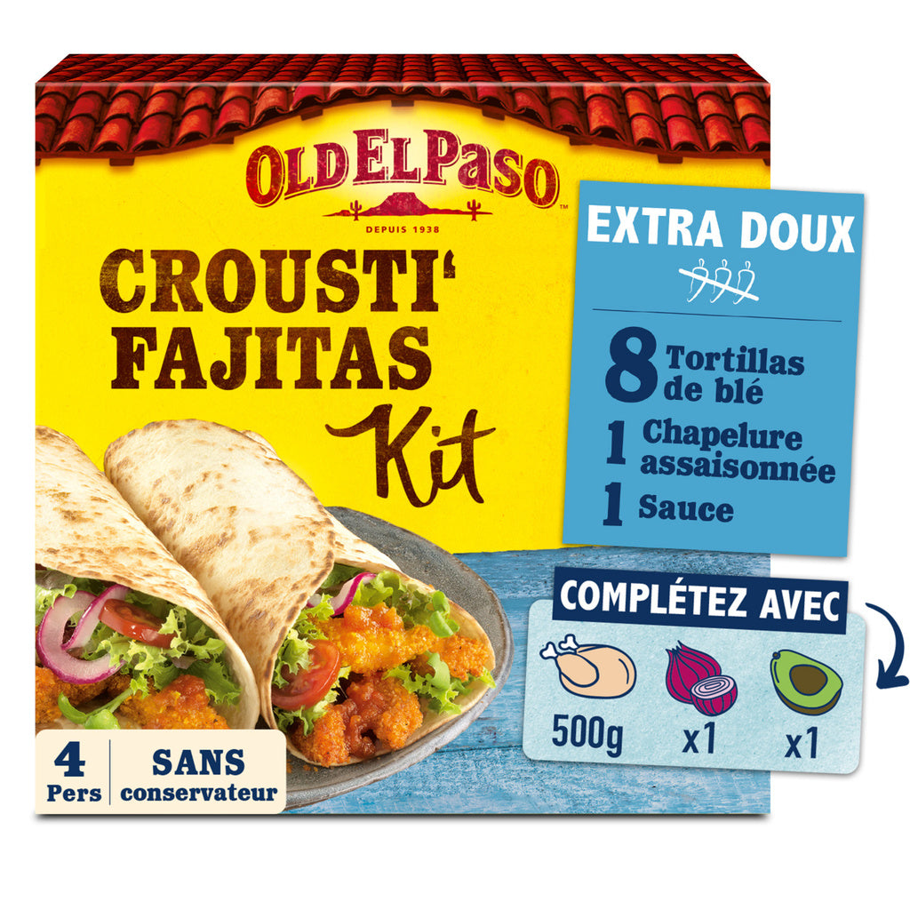 OLD EL PASO Extra Mild Crispy Fajita Kit 521g
