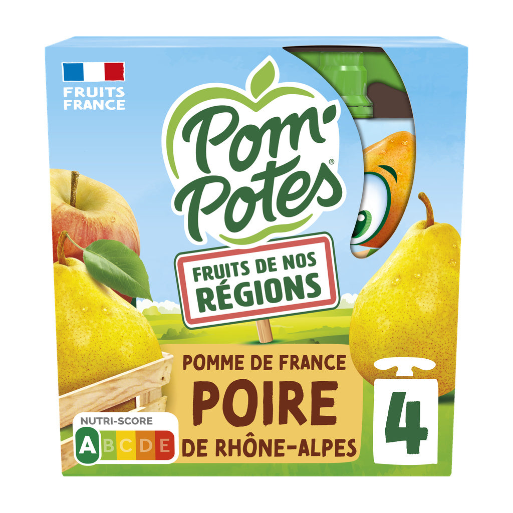 POM'POTES Compotes pomme poire de rhône-alpes - fruits de nos régions 4x90g