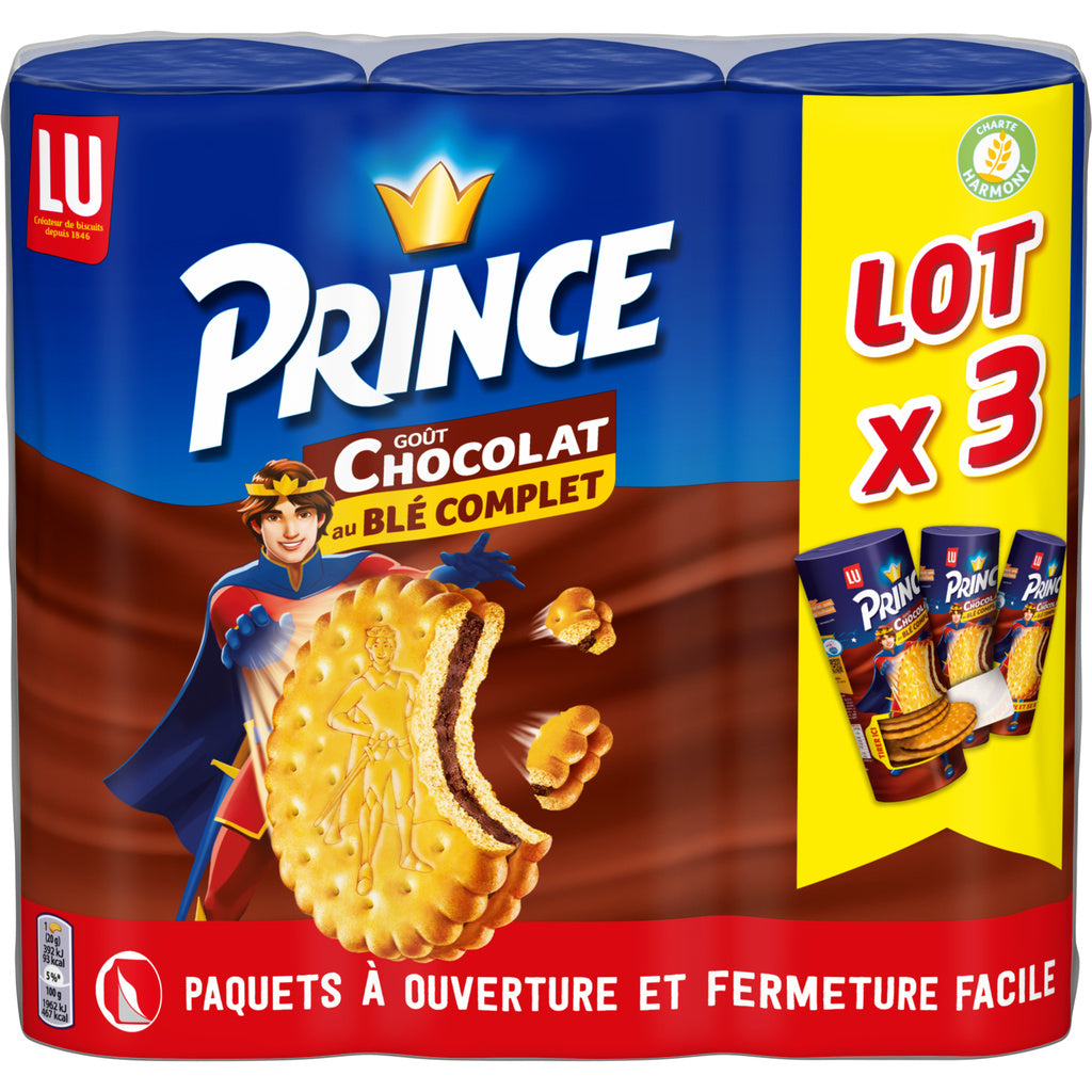 LU Prince - Biscuits fourrés au blé complet goût chocolat 3x300g