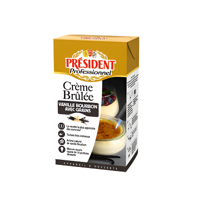 PRESIDENT Professionnel Préparation pour crème brûlée Grains de vanille 1 L