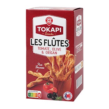 MARQUE REPÈRE Mini-flûtes Tomate/Olive/Oregano - 100g