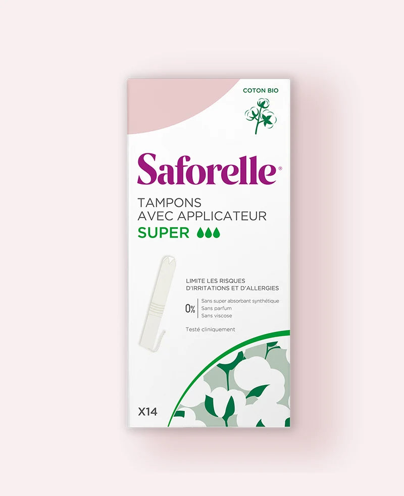 SAFORELLE Tampons avec applicateur Coton Super BIO x14