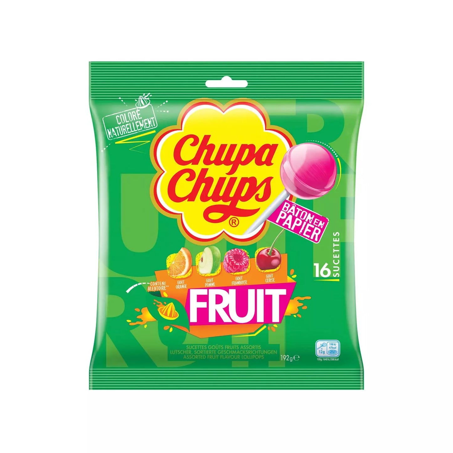 CHUPA CHUPS Lollipops assorted fruit flavors pack of 16 lollipops - 192g
