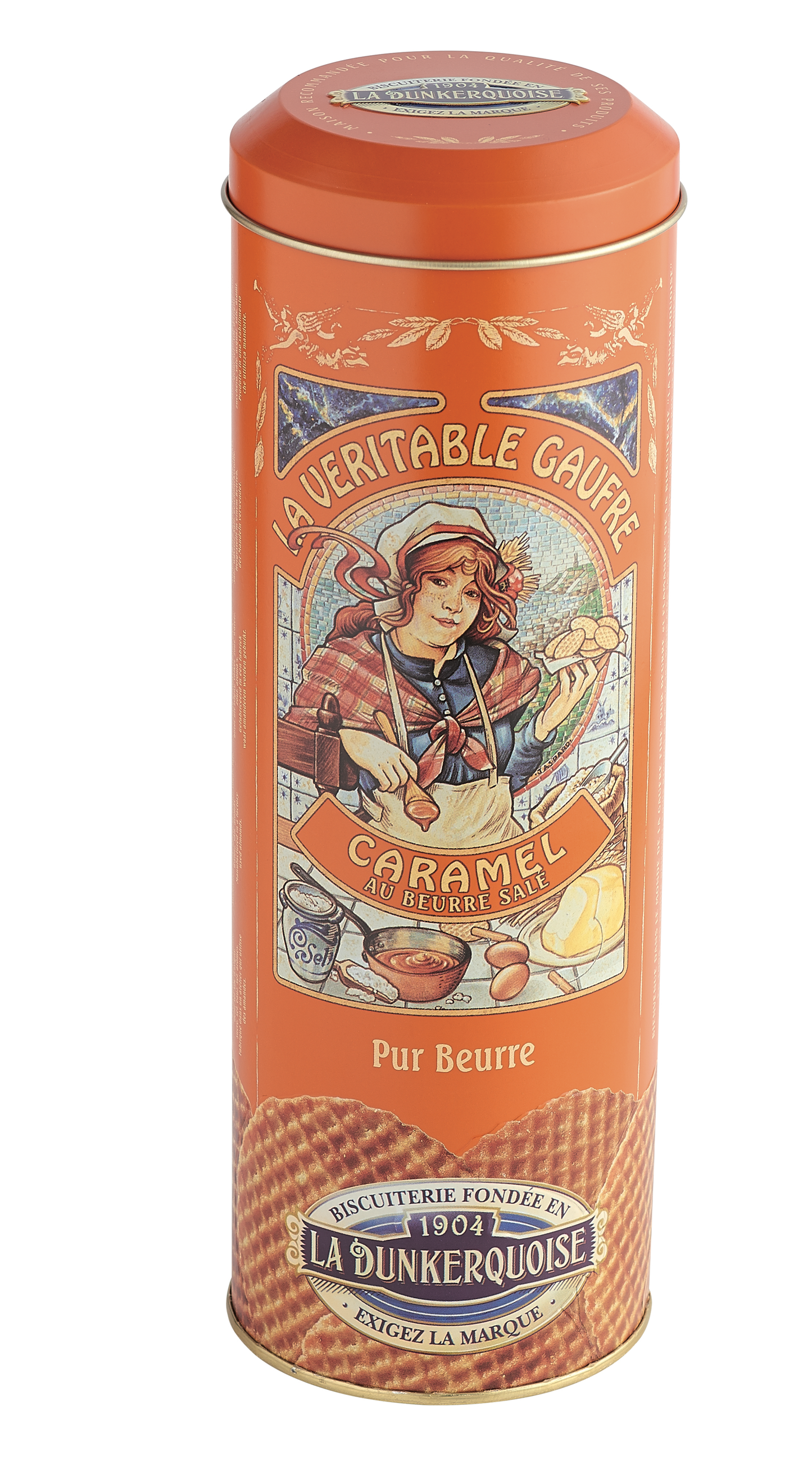 LA DUNKERQUOISE Thin Waffles Salted Butter Caramel Tubo Fer 400g