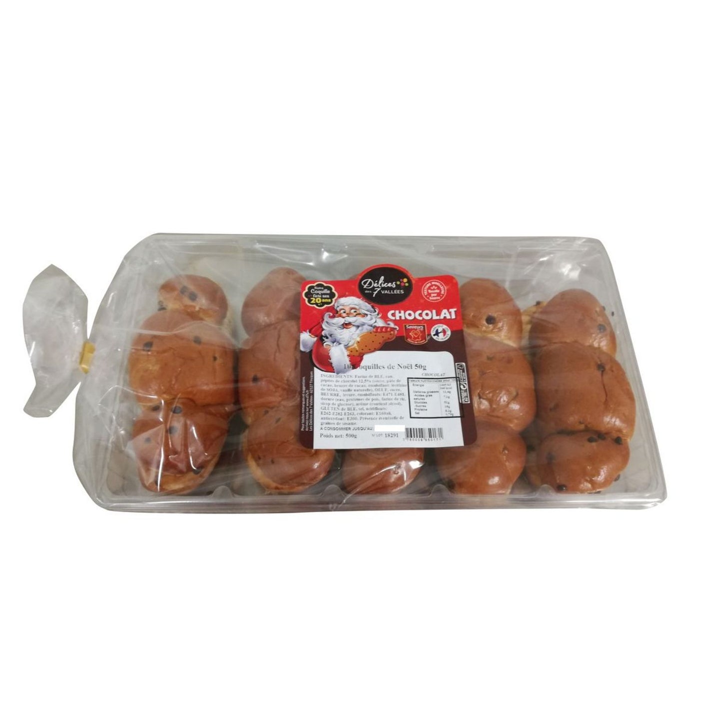 LES DELICES DES 7 VALLEES Coquilles de Noël aux pépites de chocolat 10x50g