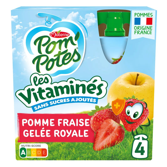 POM'POTES Apple & Strawberry with No Added Sugars - 360g (4x90)