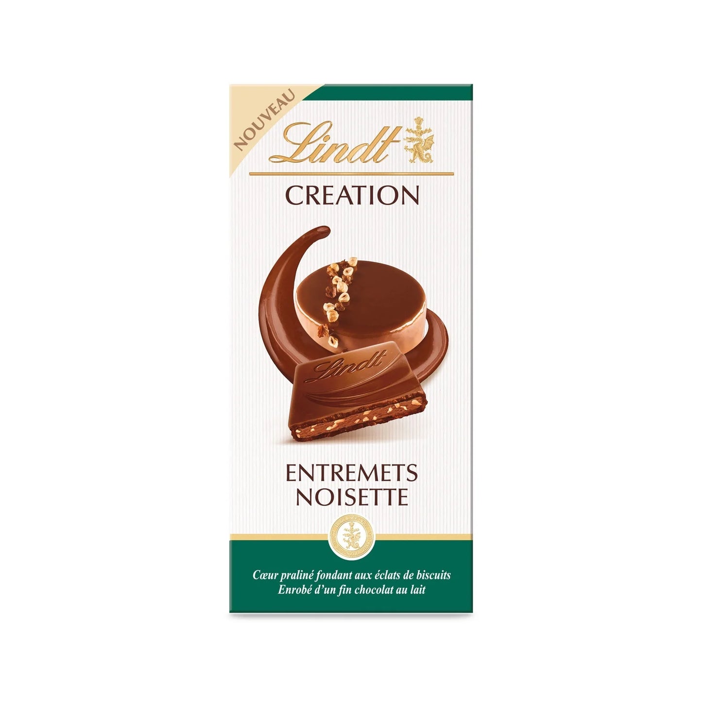 LINDT Tablette de chocolat lait entremets noisette 150g
