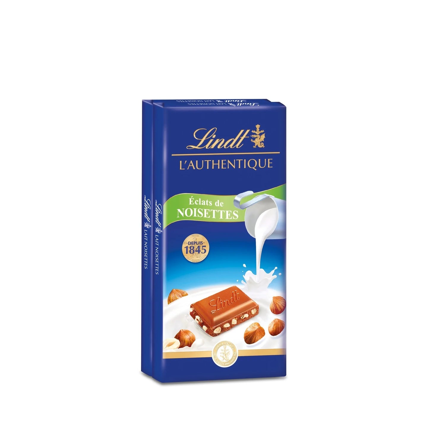 LINDT Milk Chocolate Bar with Hazelnut Pieces 2x100g