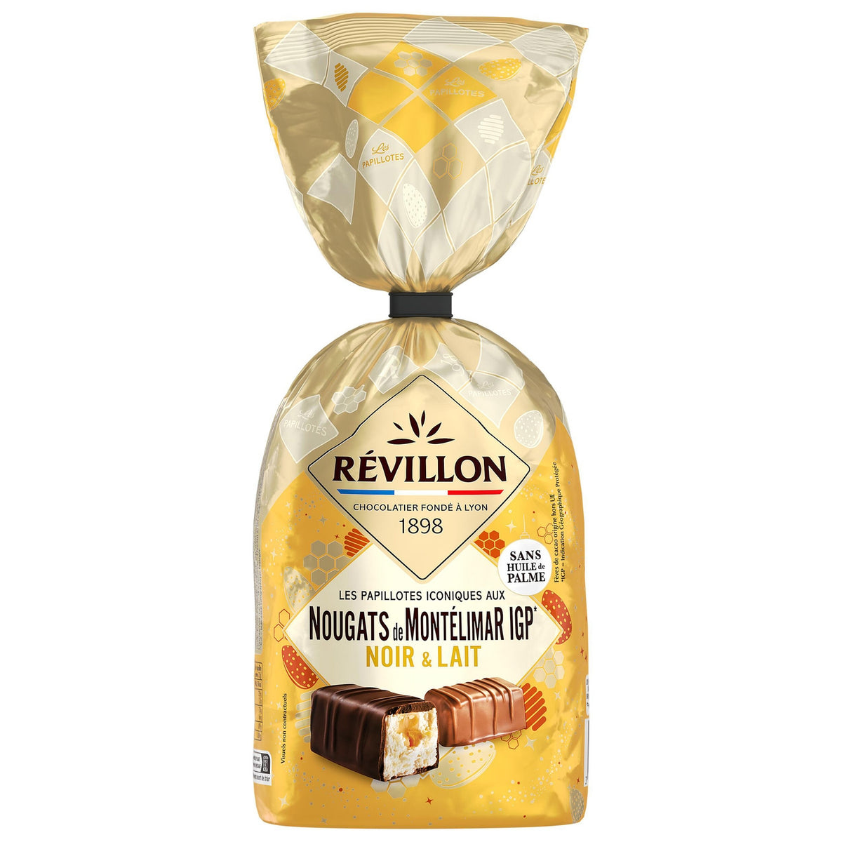 REVILLON CHOCOLATIER Assortiment de chocolats noirs, au lait et blancs Les Papillotes Authentiques 360g