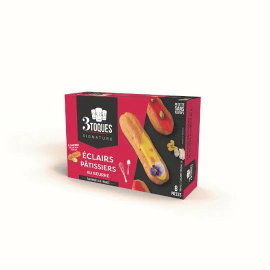 3 TOQUES Eclairs pâtissier au beurre x8 68g