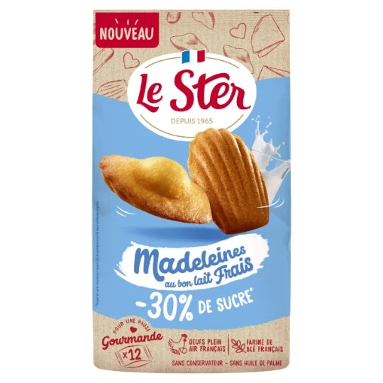 LE STER Madeleines coquilles au Lait frais -30% de sucre