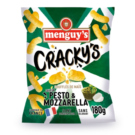 MENGUY'S Chips Crackys Souflés De MaÏs saveur Pesto Mozzarella 180g