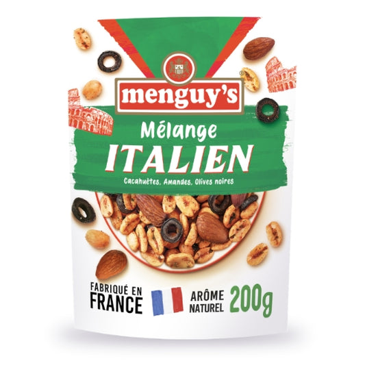 MENGUY'S Céreales Mélange Italien Cacahuètes Amandes Olives Noires 200g