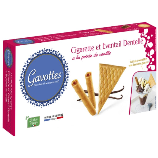 GAVOTTES Assortiment dessert cigarette et éventail dentelle à la pointe de vanille 100g