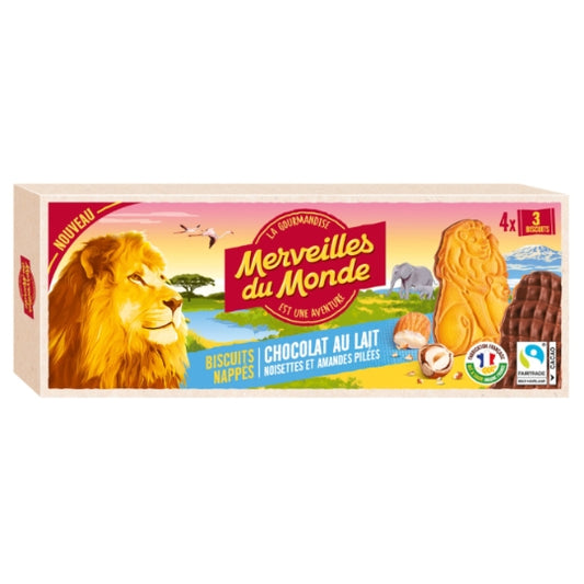 MERVEILLES DU MONDE Biscuits Nappés Chocolat au Lait Les Animaux 200g