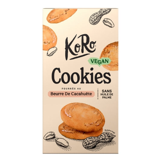 KORO Cookies Vegan à l'Avoine Fourrés au Beurre de Cacahuètes 150g