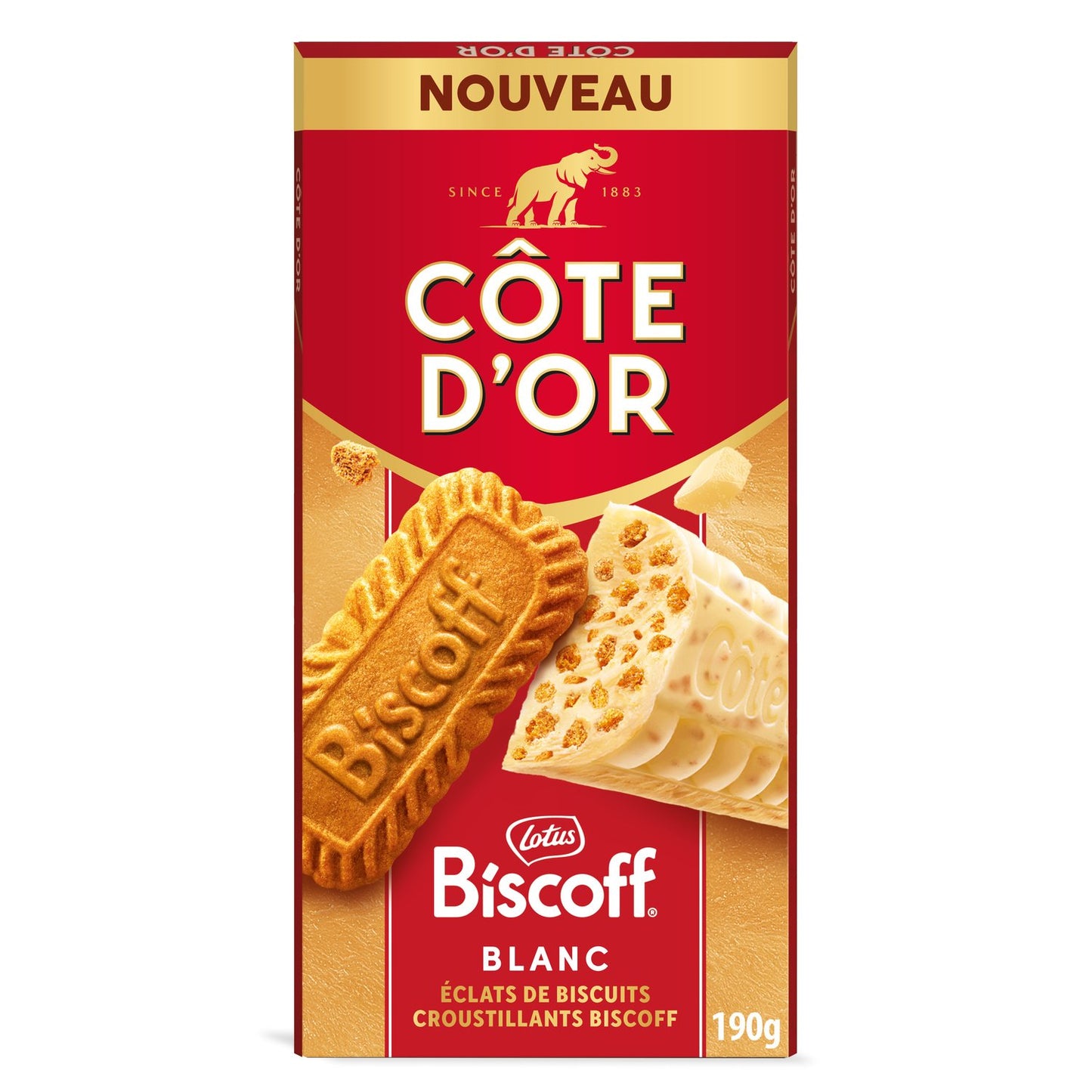 CÔTE D'OR Weiße Schokolade Knusprige Biscoff Keksstücke 190g