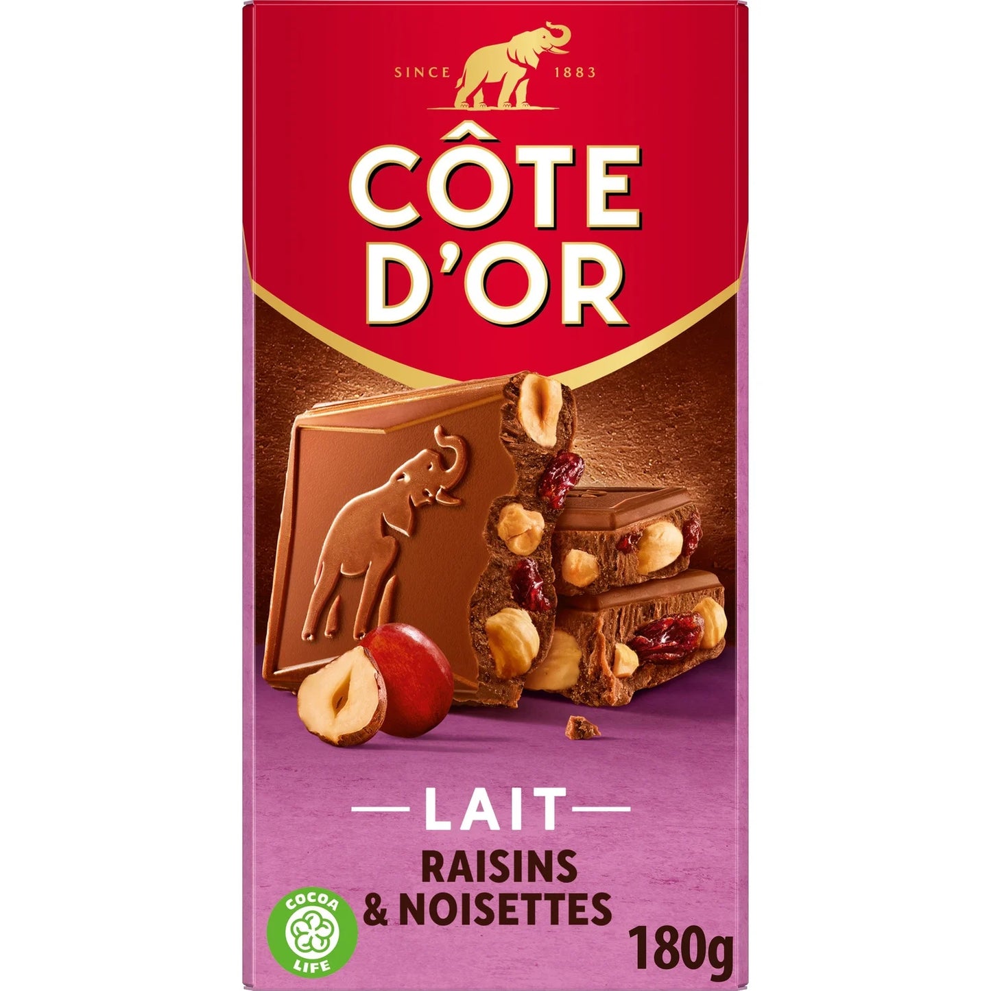 CÔTE D’OR Milk Chocolate with Raisins & Whole Hazelnuts 180g
