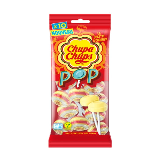 CHUPA CHUPS Bonbon Flowpack Lollies Dextrose Gout Citron 90g