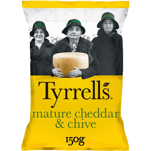 Tyrrell's Chips de pommes de terre au cheddar et ciboulette 150g