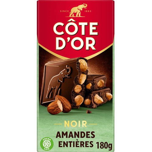 CÔTE D’OR Dunkle Schokolade mit ganzen Mandeln 180g