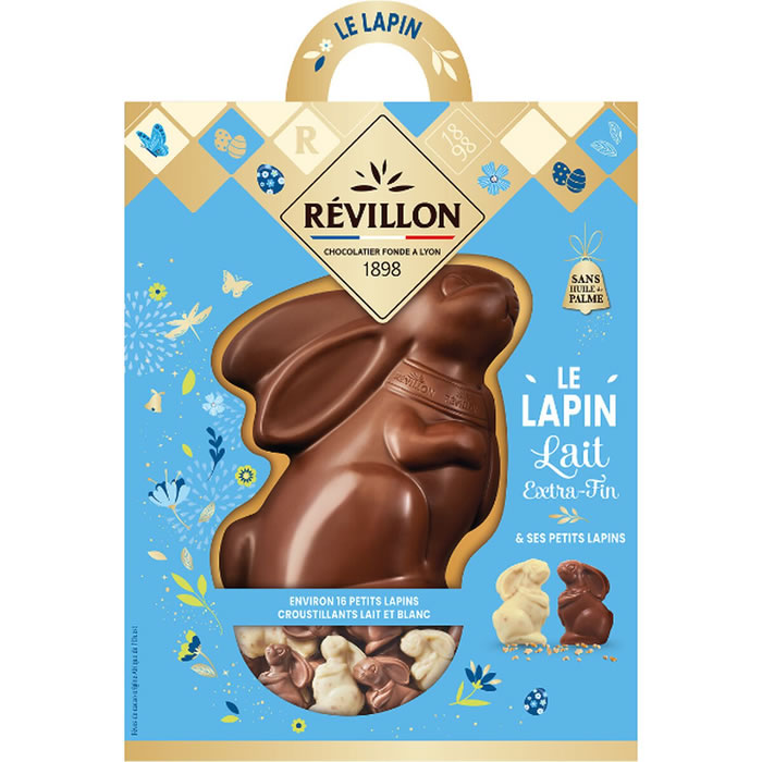 RÉVILLON Chocolat au lait et bonbons au chocolat moulage lapin 250g