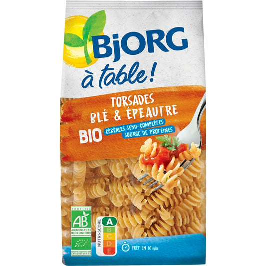 BJORG Pates Torsades semi-complètes blé et épeautre Bio 500g