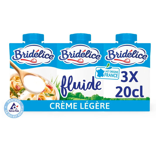 BRIDELICE Crème UHT fluide légère 12% MG 3x200ml