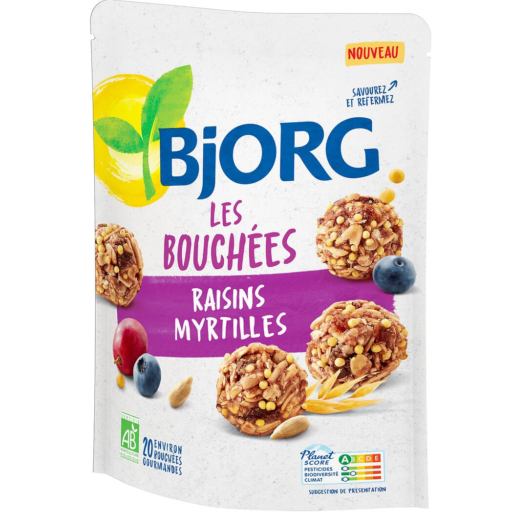 BJORG Les bouchées biscuits myrtille raisin BIO 120g