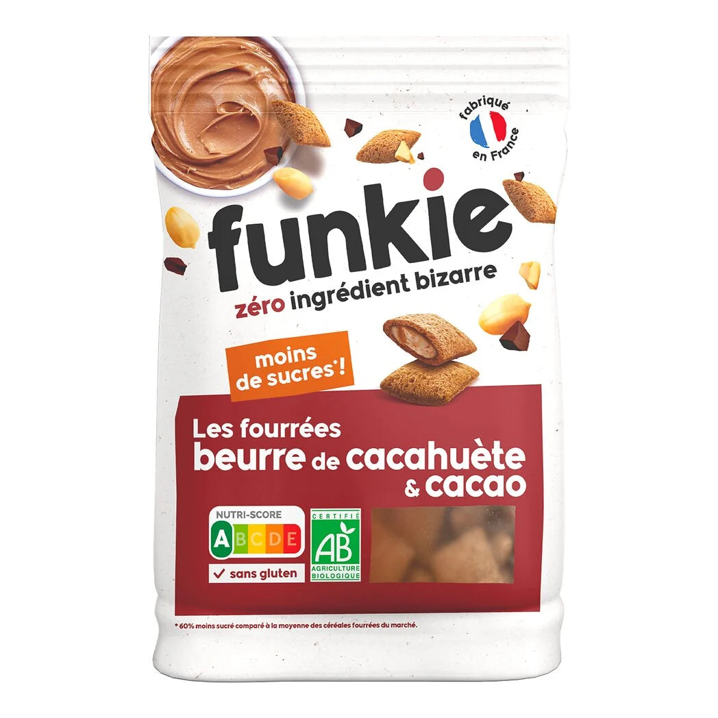 FUNKIE Céréales fourrées beurre de cacahuète et cacao BIO 250g