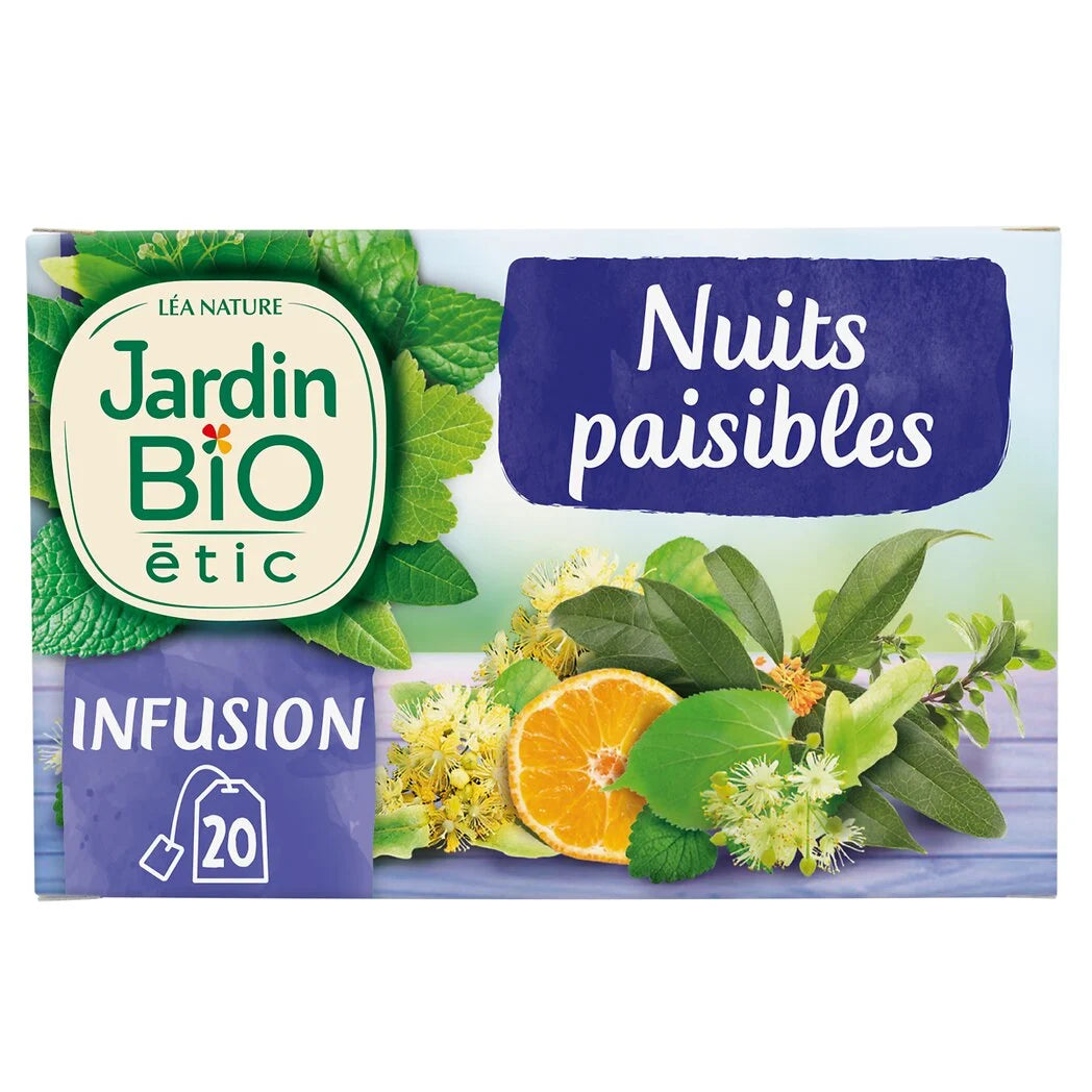 JARDIN BIO Organic Peaceful Nights Tea with Mandarin Extract (20 Bags)