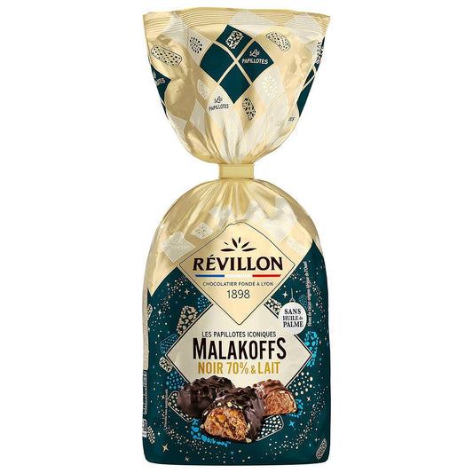REVILLON CHOCOLATIER Malakoffs Dark 70% & Milk Chocolates Les Papillotes Iconiques 370g