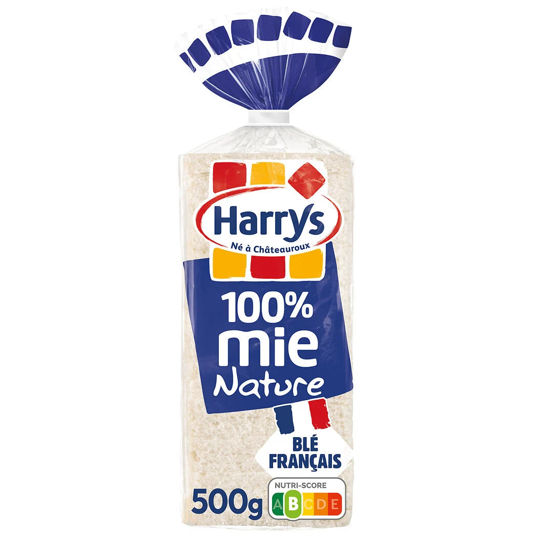 HARRYS 100% Mie - Pain de mie nature sans croûte petites tranches x20 - 500g*