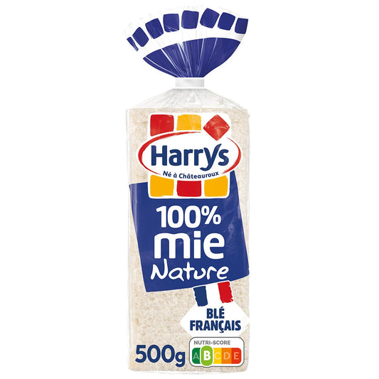 HARRYS 100% Mie - Pain de mie nature sans croûte petites tranches x20 - 500g*