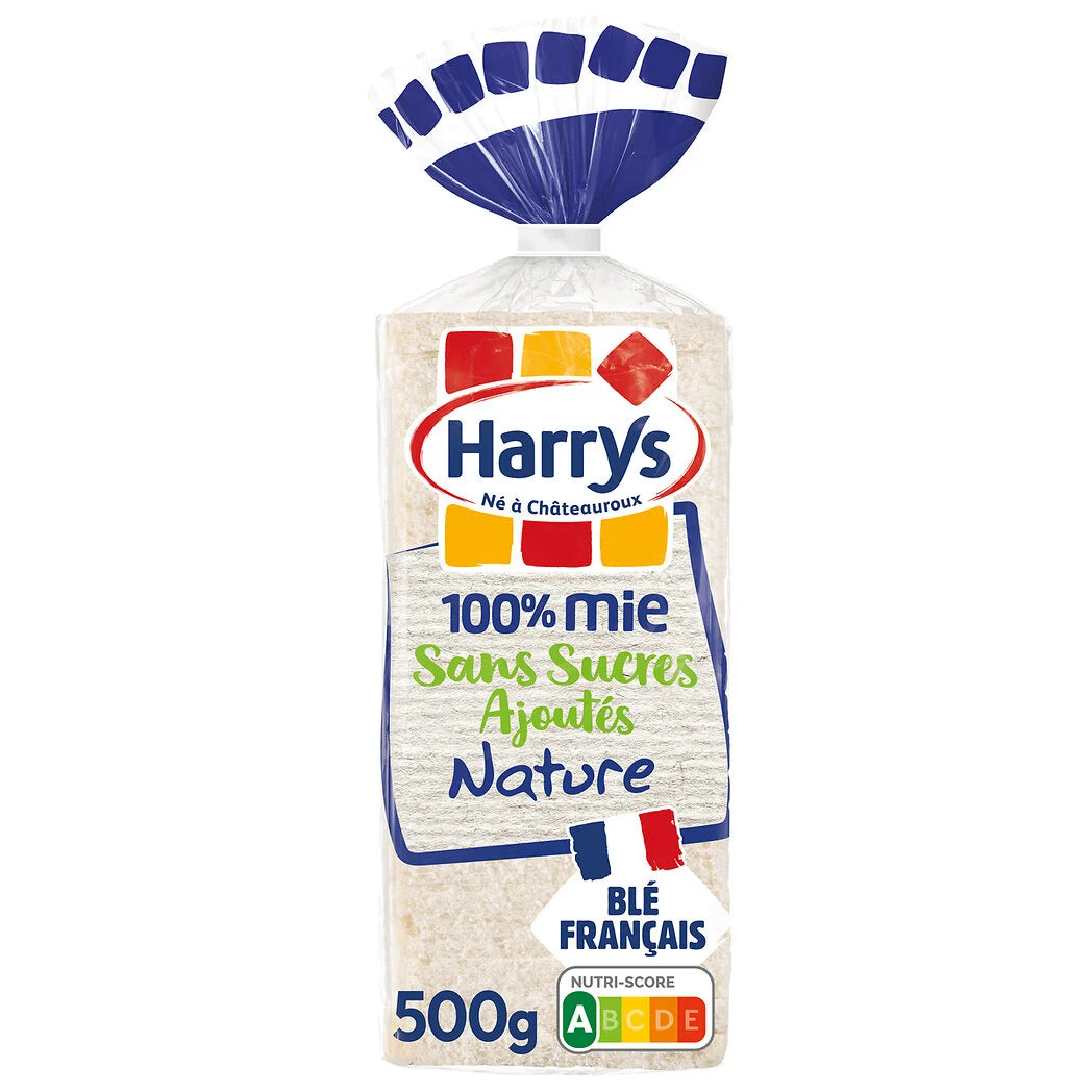 HARRYS 100% Mie - Pain de mie nature sans sucres ajoutés sans croûte x20 - 500g*