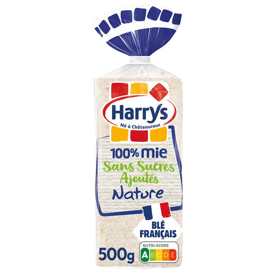 HARRYS 100% Mie - Pain de mie nature sans sucres ajoutés sans croûte x20 - 500g*