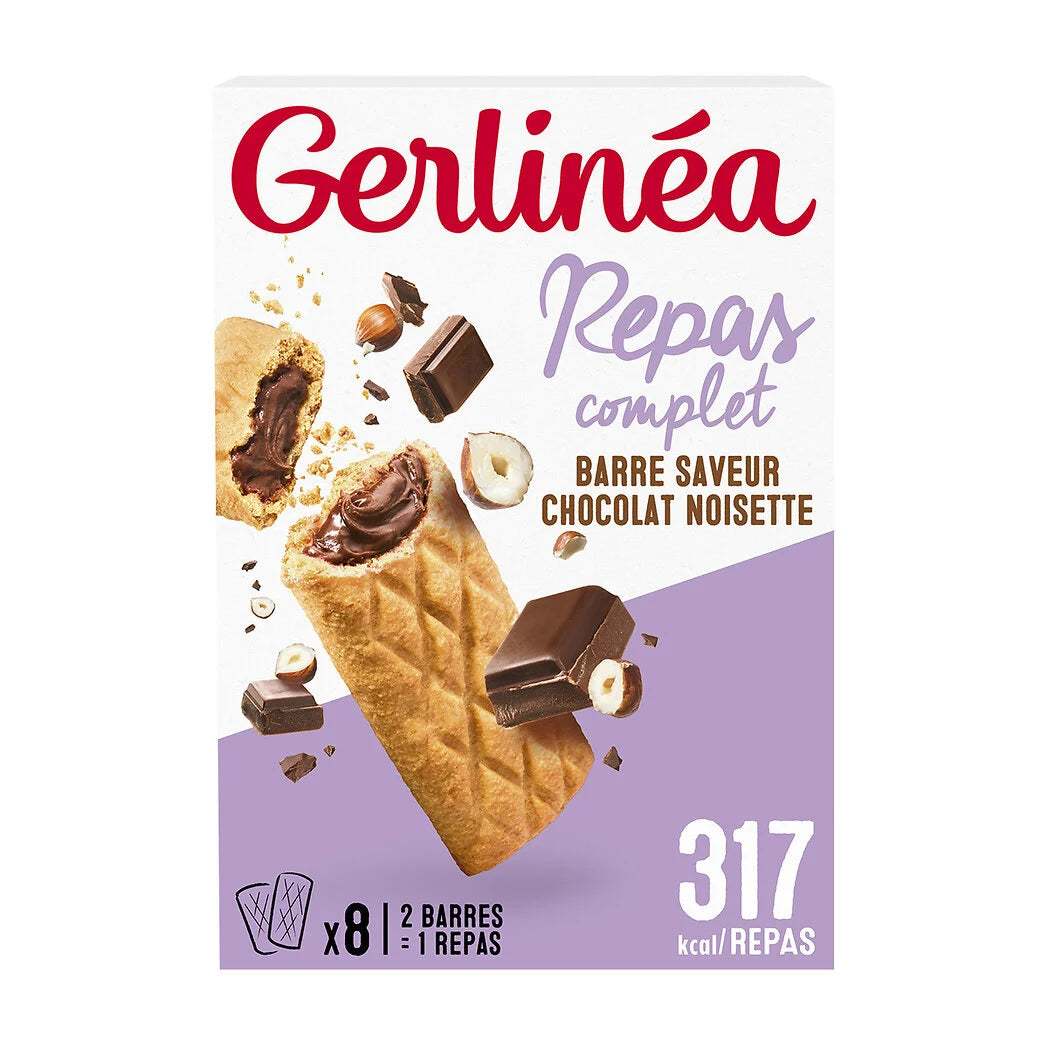 GERLINEA Barres repas saveur chocolat noisette x8 - 360g