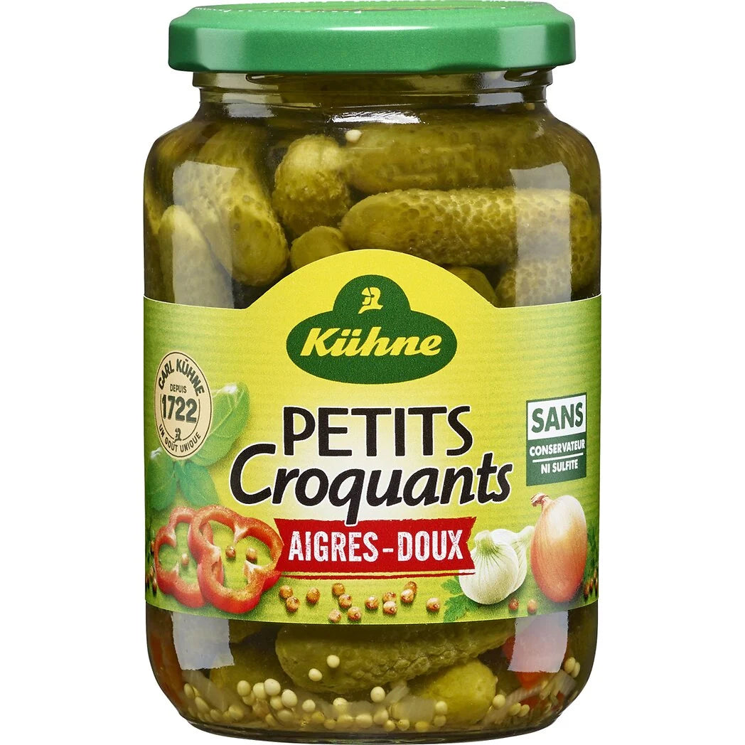 KUHNE Cornichons petits croquants aigre-doux 190g